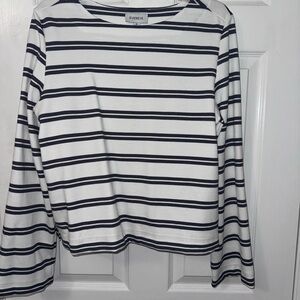 Evereve Black and White Striped Top